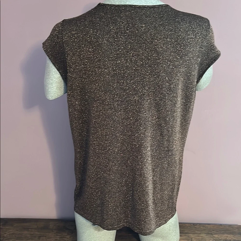 Jones New York Bronze Sparkle Fitted Cap Sleeve T-Shirt - Picture 5 of 8